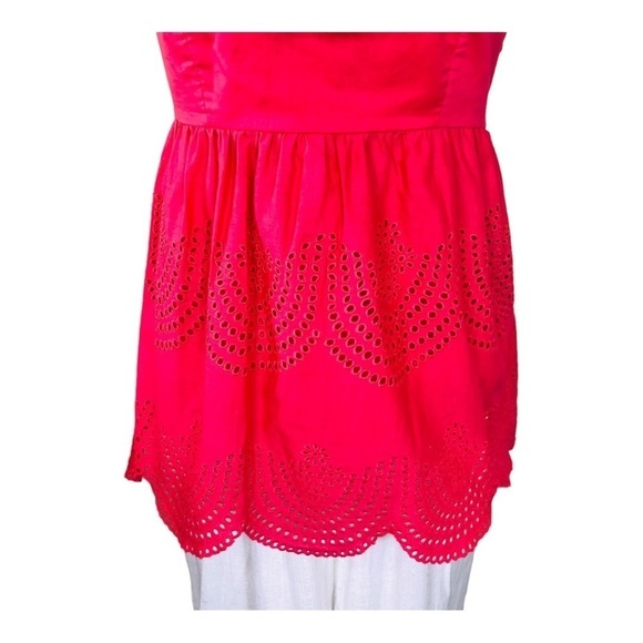 Tibi Red Eyelet Ruffle Halter Top - Picture 3 of 10